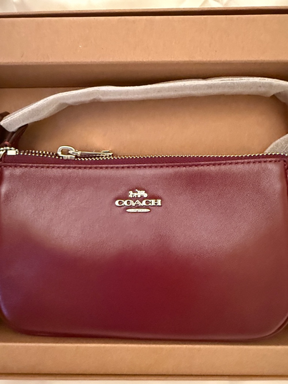 ♥️Coach NWT Dark Wine Boxed Nolita 19 And Nolita Bag Charm Set/Silver Hardware - Picture 5 of 8